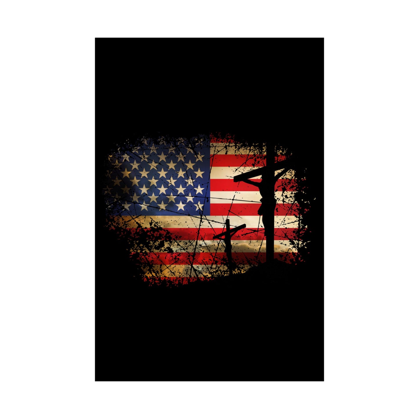 Cross Christ American Flag Pride Hand Christian Lover Gift - Wall Art