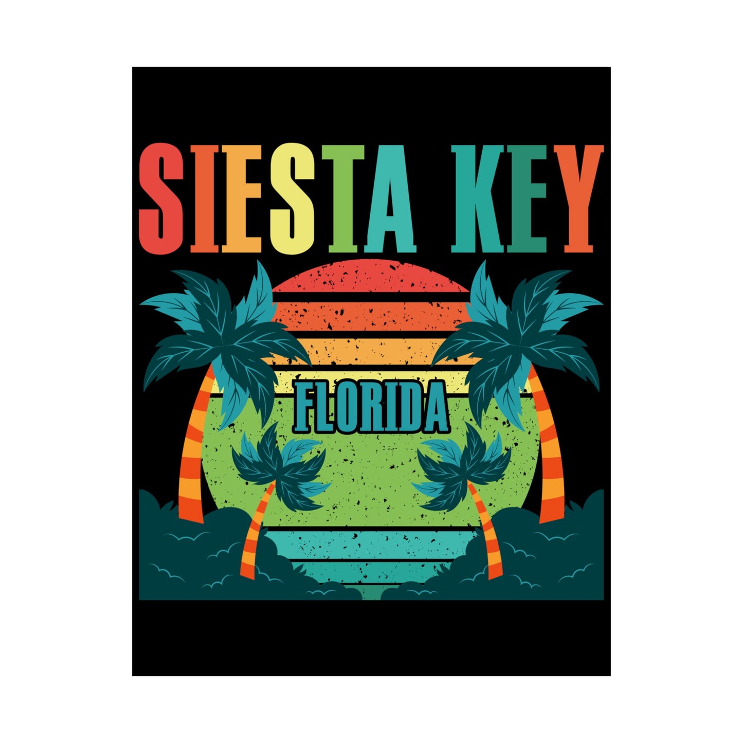 Siesta Key Beach Florida Fl Vintage Vaporwave Retro 80S - Wall Art
