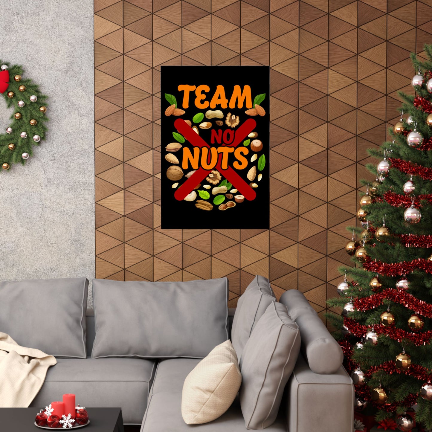 Gender Reveal Team No Nuts Girl Matching Family Baby Party - Wall Art