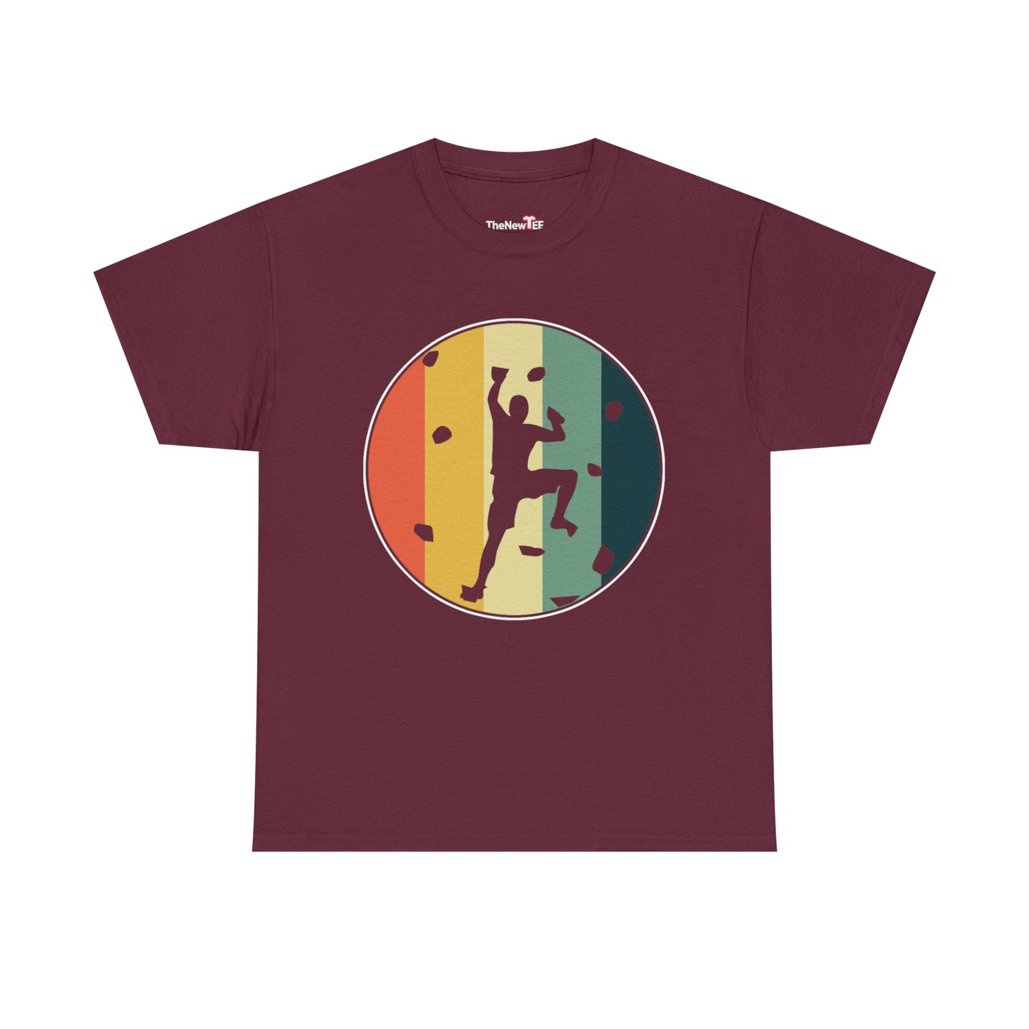 Rock Climbing T-Shirt — Retro Stripe Bouldering Silhouette Tee