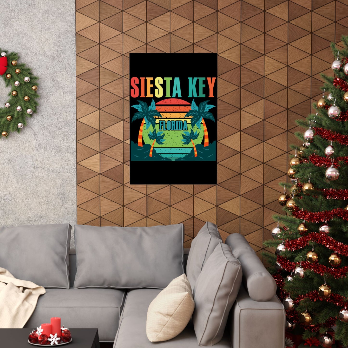 Siesta Key Beach Florida Fl Vintage Vaporwave Retro 80S - Wall Art