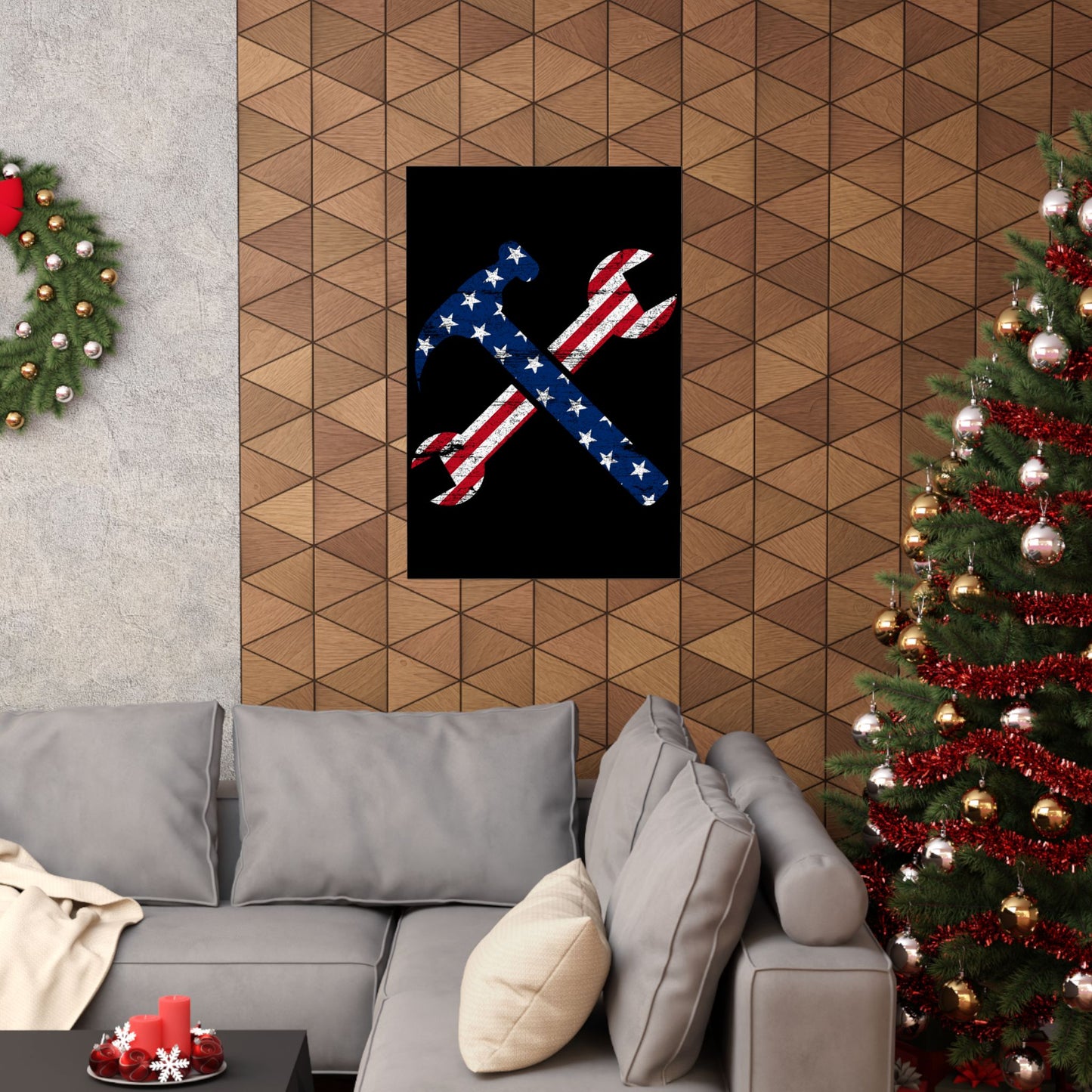 American Flag Ironworker And Tools - Wall Art