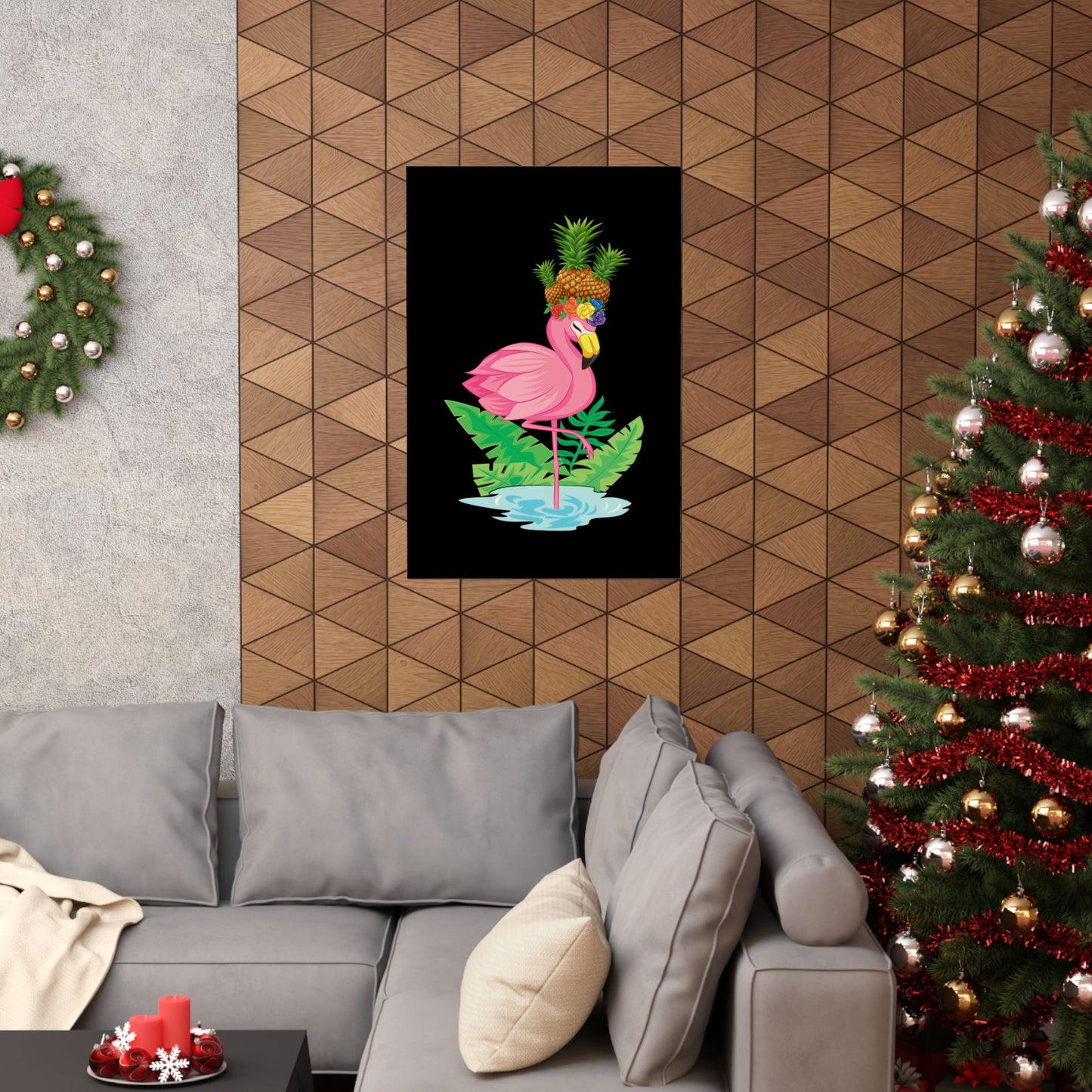 Funny Flamingo Pineapple Pun Lover Gift Pine Mingo - Wall Art