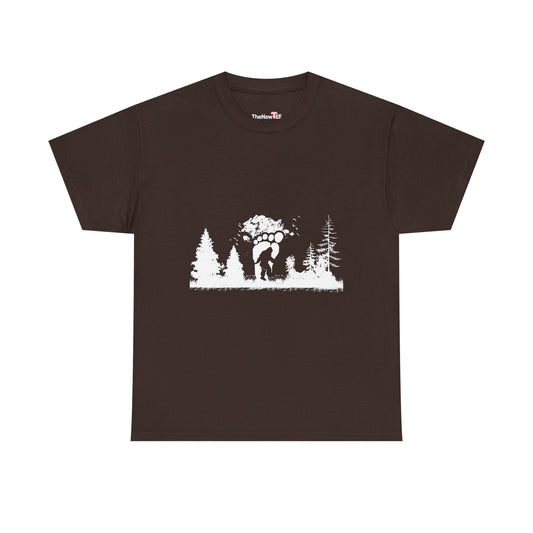 Bigfoot In The Forest Hiding At Night Full Moon Trees Nature - Unisex T-Shirt