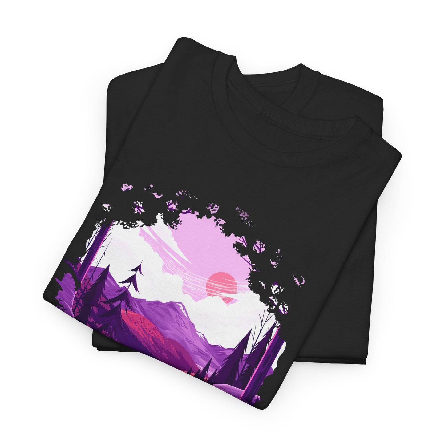 Adirondacks New York Mountain Tee — Purple Sunset Landscape Shirt