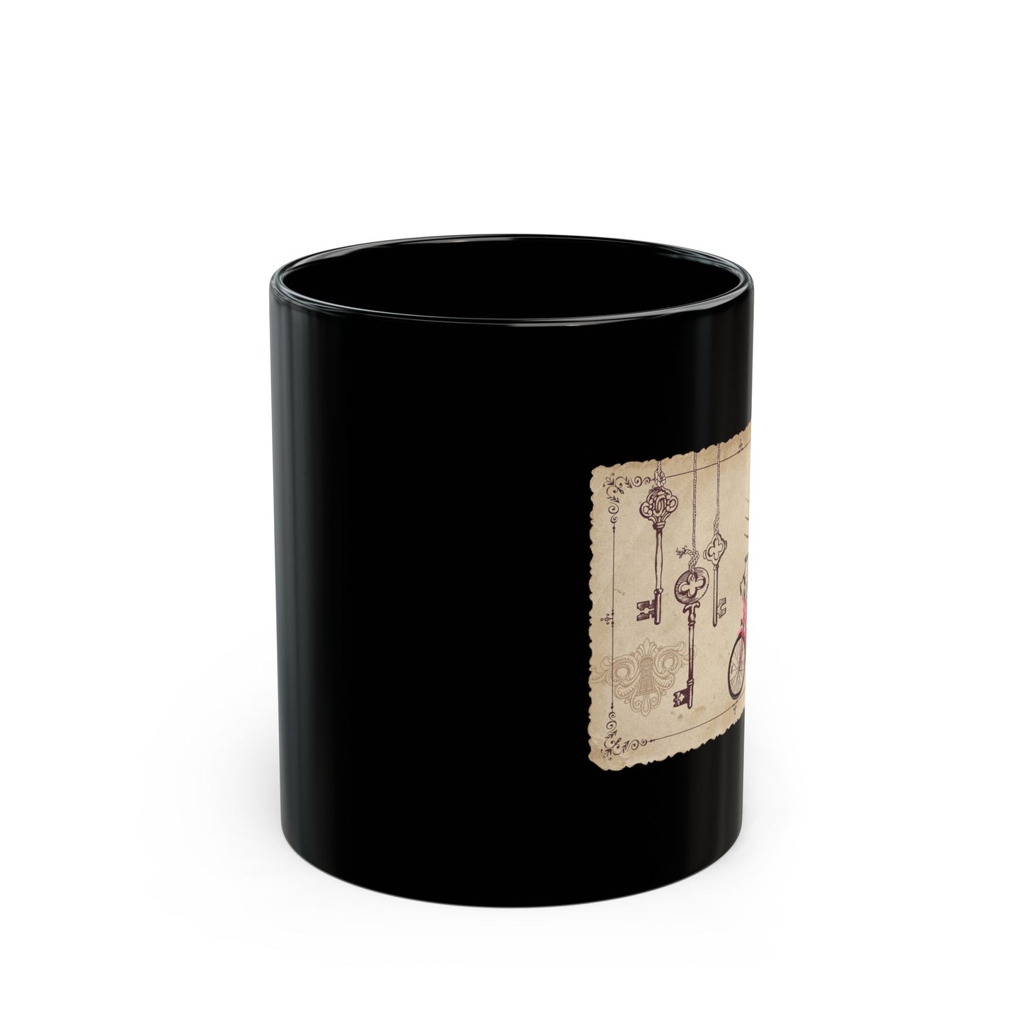 Paris Bicycle Floral Black Mug