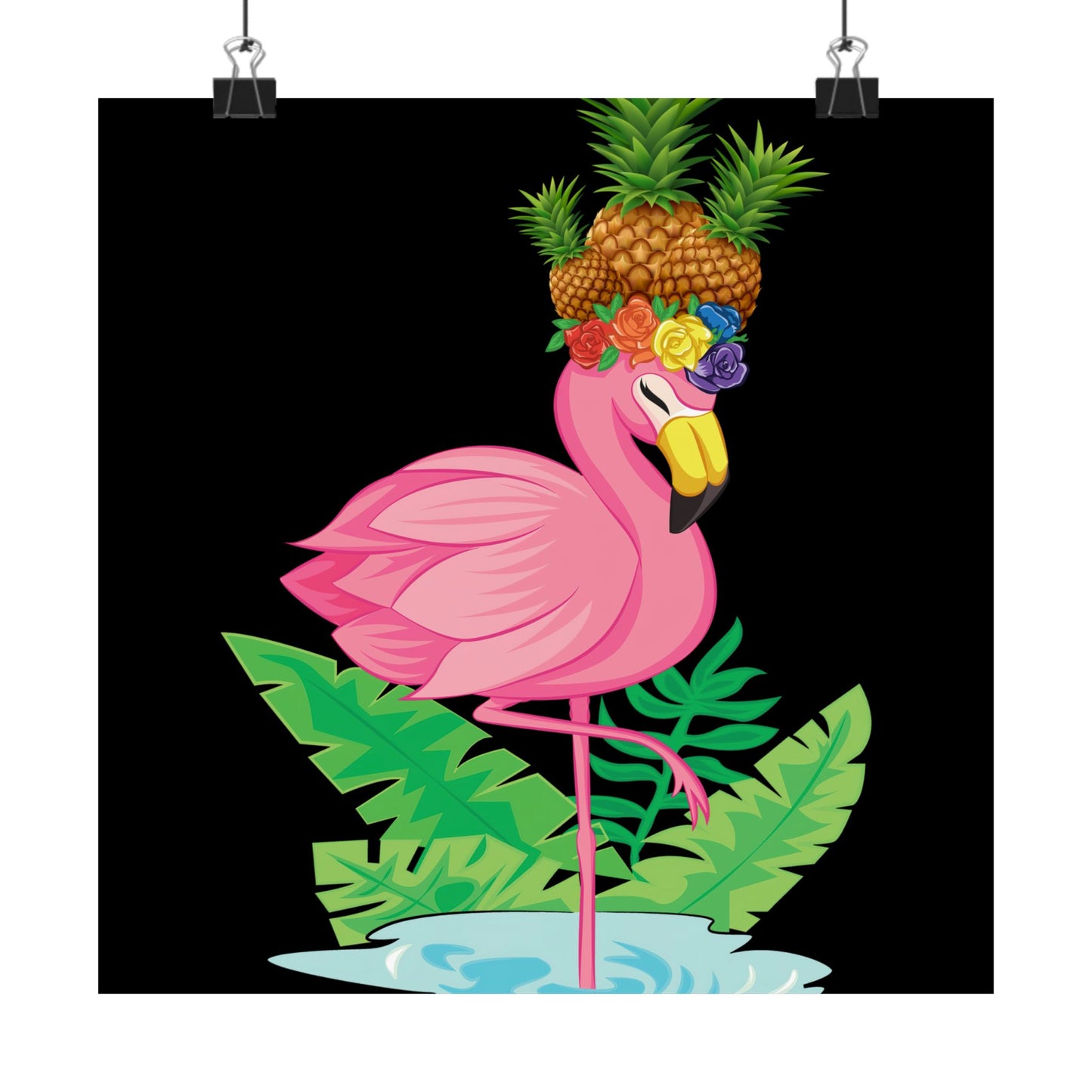 Funny Flamingo Pineapple Pun Lover Gift Pine Mingo - Wall Art