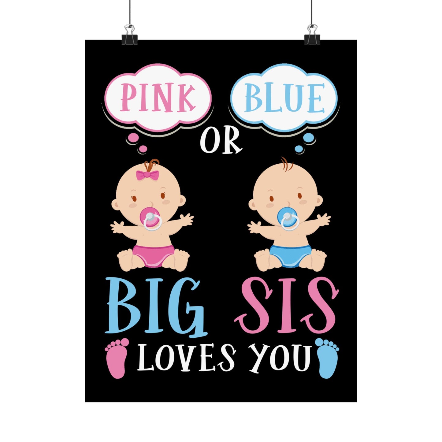 Big Sister Baby Shower Pink Blue - Wall Art