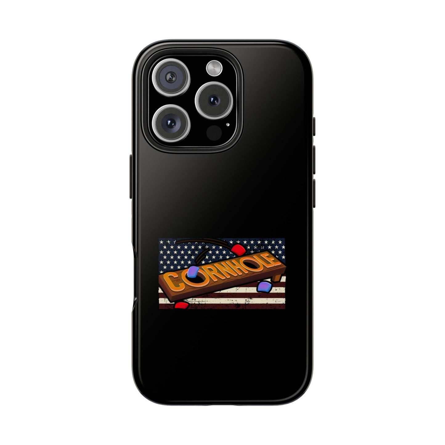 American Flag Cornhole - Rex Valentine Design - Tough Phone Case